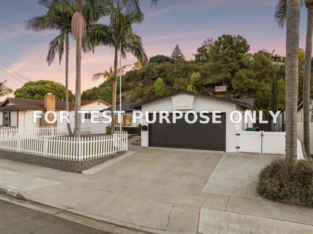 Demo/Test Data 4691 Chateau Dr, San Diego, Ca 92117