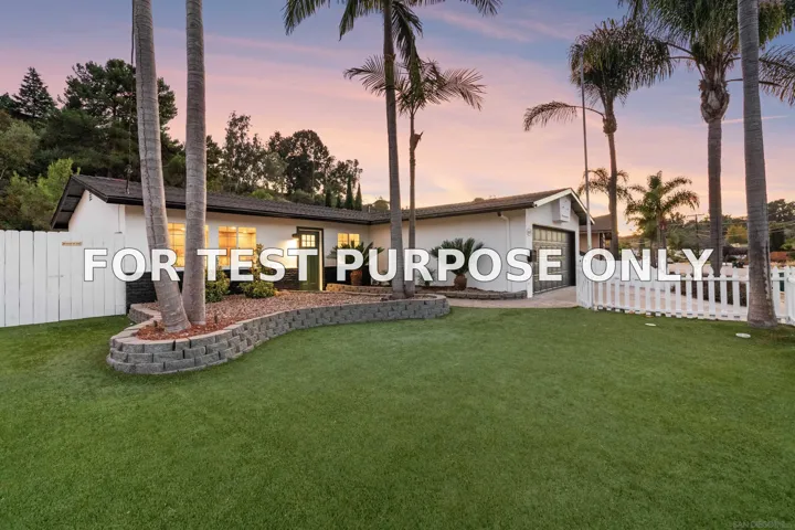 Demo/Test Data 4691 Chateau Dr, San Diego, Ca 92117