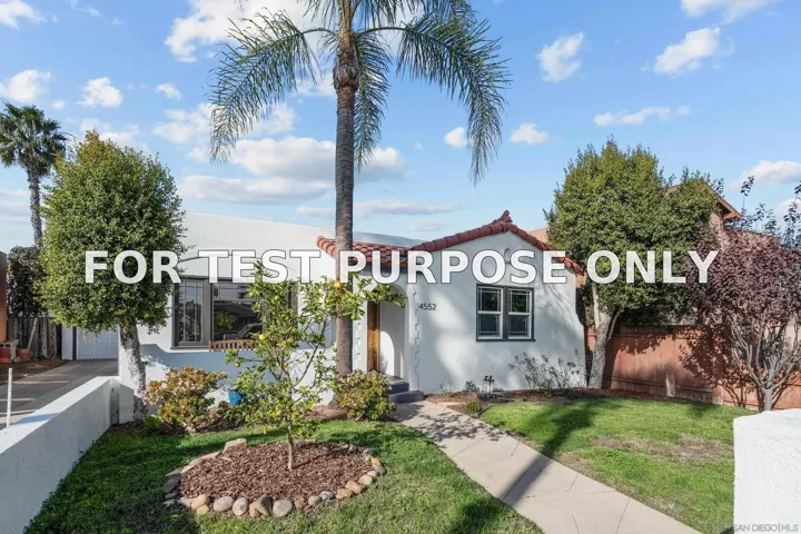 Demo/Test Data 4552 Marlborough Dr, San Diego, Ca 92116