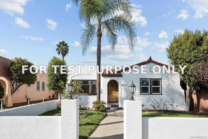 Demo/Test Data 4552 Marlborough Dr, San Diego, Ca 92116
