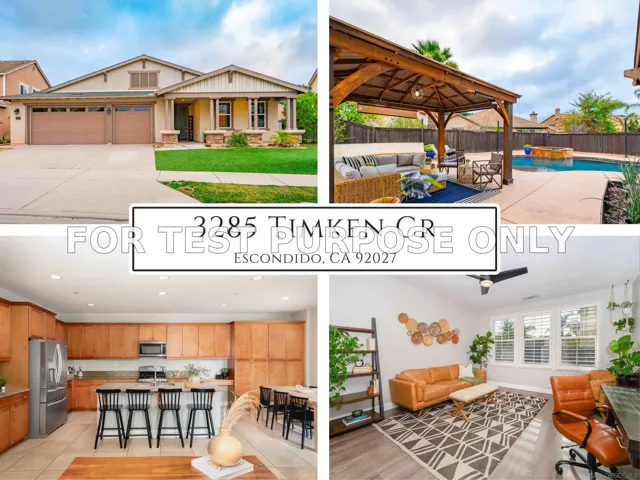 Demo/Test Data 3285 Timken Circle, Escondido, Ca 92027