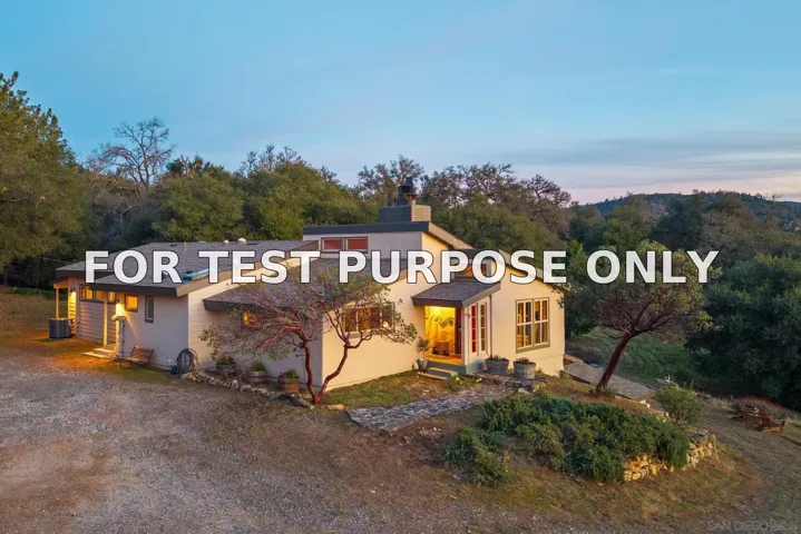 Demo/Test Data 3253 Pine Hills Rd, Julian, Ca 92036