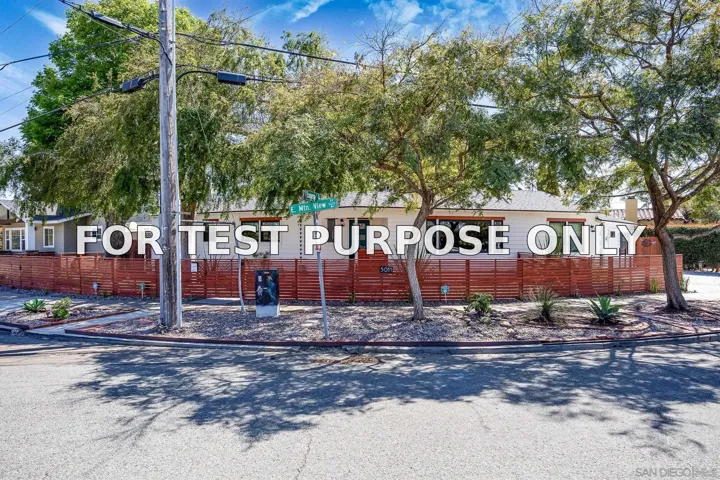 Demo/Test Data 5011 E Mountain View Dr, San Diego, Ca 92116