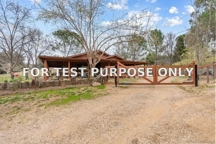 Demo/Test Data 25394 Mesa Grande Road, Santa Ysabel, Ca 92070