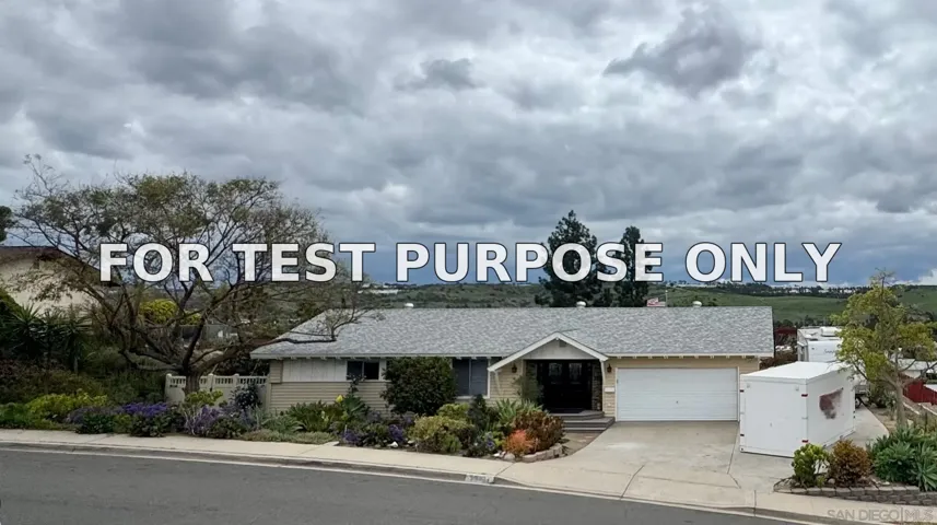 Demo/Test Data 12521 Mcferon Road, Poway, Ca 92064
