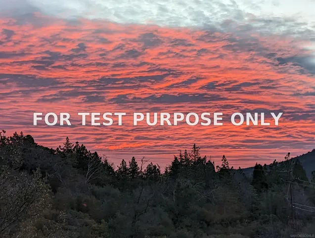 Demo/Test Data 4819 Pine Ridge Ave, Julian, CA 92036