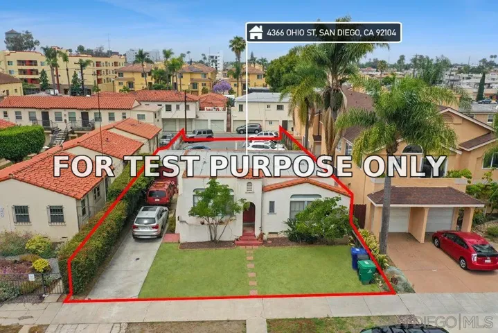 Demo/Test Data 4366 Ohio St, San Diego, CA 92104