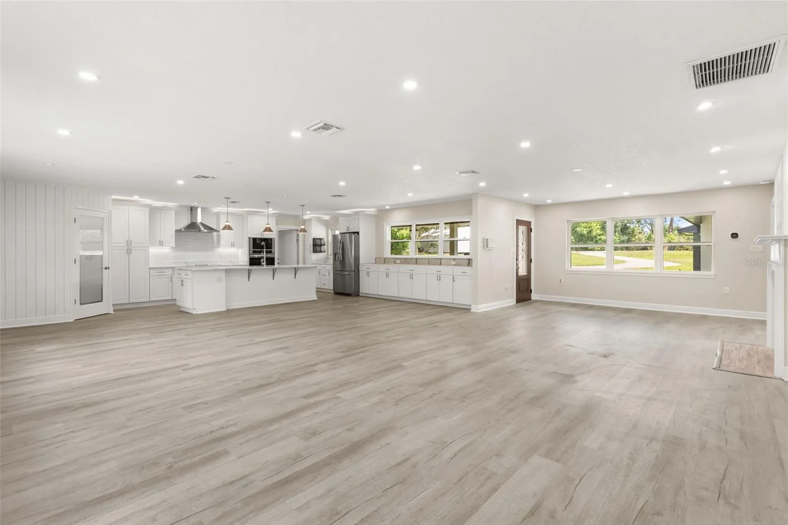 Great Room & Entry: Living Room, Dining Room & Kitchen