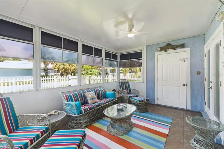 Three season covered room with outdoor storage closet