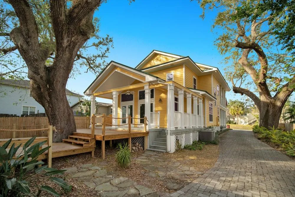 Outdoor space on the front and the back of the home.
