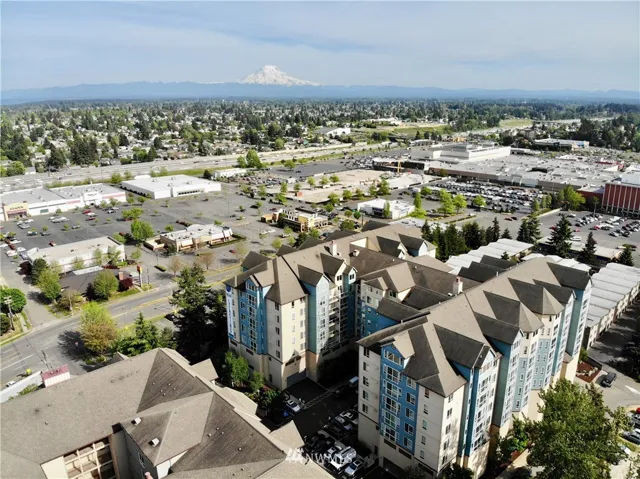 Overhead view of Building B of Apex. Notice Mt. Rainier in the background!