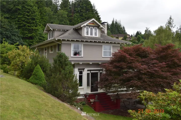 View of the home from unbuilt Cowlitz Street.