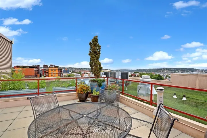 Roof Top Deck. Private Oval Galvanized Steel Planters by request