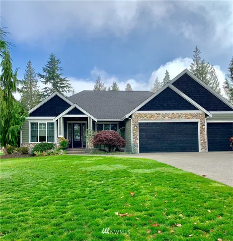 Front elevation. 3 car garage.