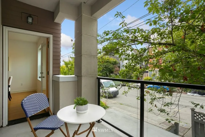 Balcony off the living/dining room - faces North, overlooks 12th Ave E.