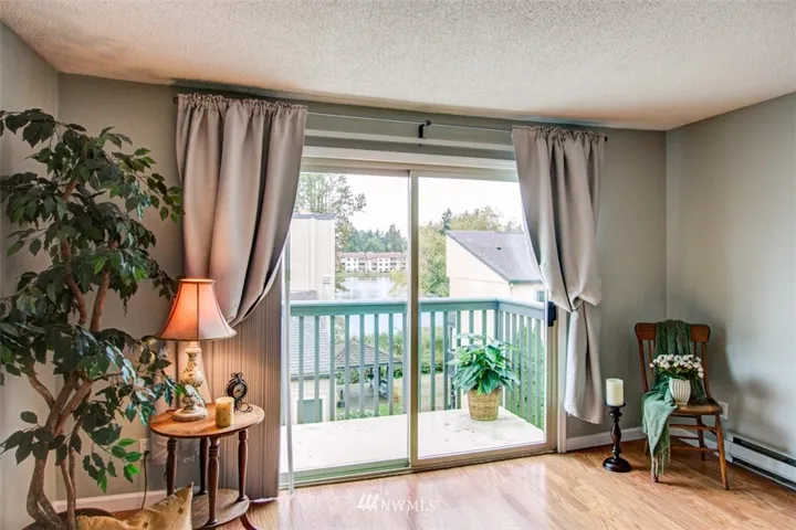 Enjoy a relaxing lake view from your living room.