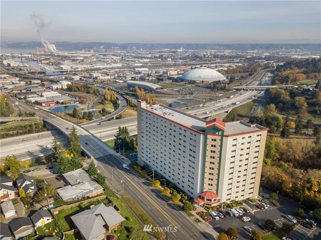 Welcome to Pacific Tower, a condo building perched at the top of Pacific Ave, overlooking Downtown Tacoma with views of Thea Foss, Tacoma Dome, and Port of Tacoma.