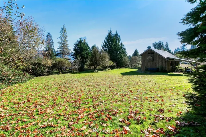 Lower (East) side of lot features quite a bit of level, usable area.  This was pasture at one time, behind the barn was an outdoor arena.