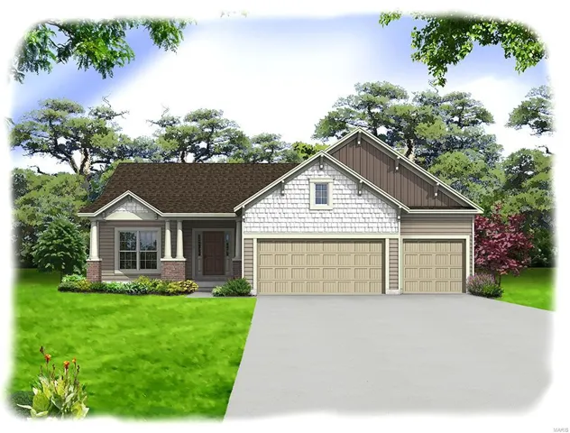 Elevation 4 - shown with upgraded garage doors
