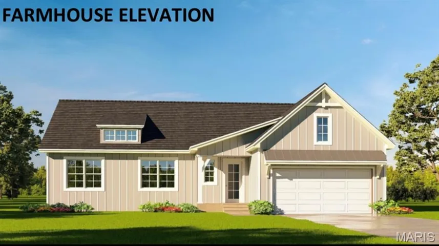 View of front of house featuring a front yard, an attached garage, board and batten siding, and concrete driveway