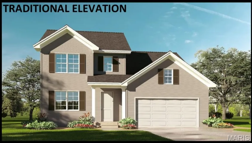 Traditional-style house featuring driveway, a front lawn, and roof with shingles
