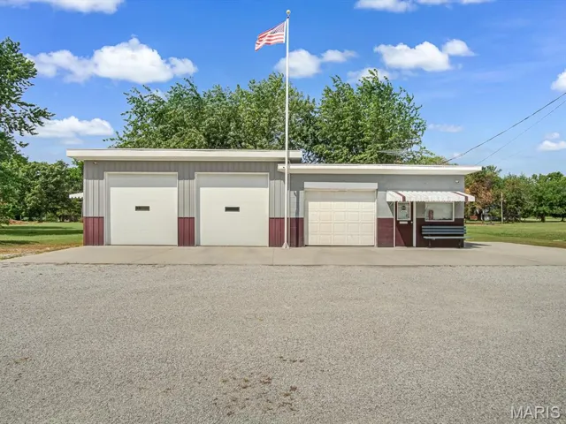 View of detached garage