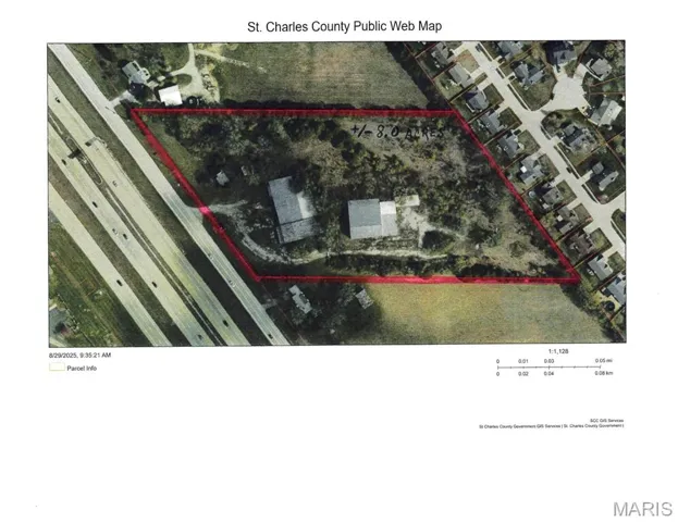Aerial overview of property's location with property boundaries highlighted