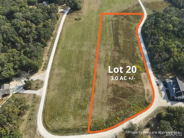 Aerial view of property's location with property boundaries highlighted