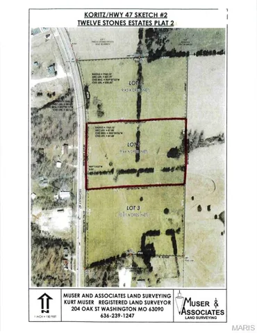 Aerial map of property and surrounding area with property parcel outlined