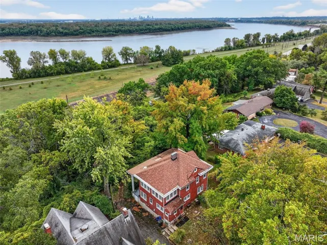 Aerial view of a large body of water