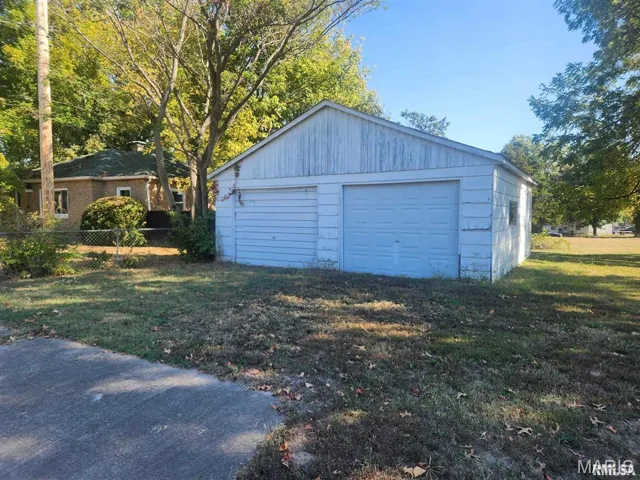View of detached garage