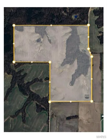 Aerial view of property's location with property boundaries highlighted