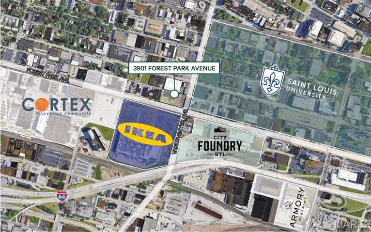 Aerial view of property's location