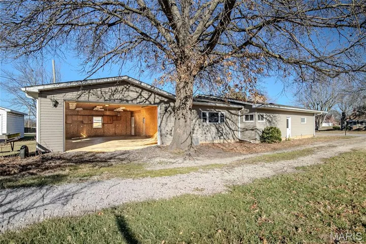 large attached garage on back of home