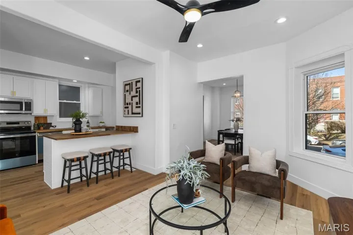 Family room, view to the Kitchen.