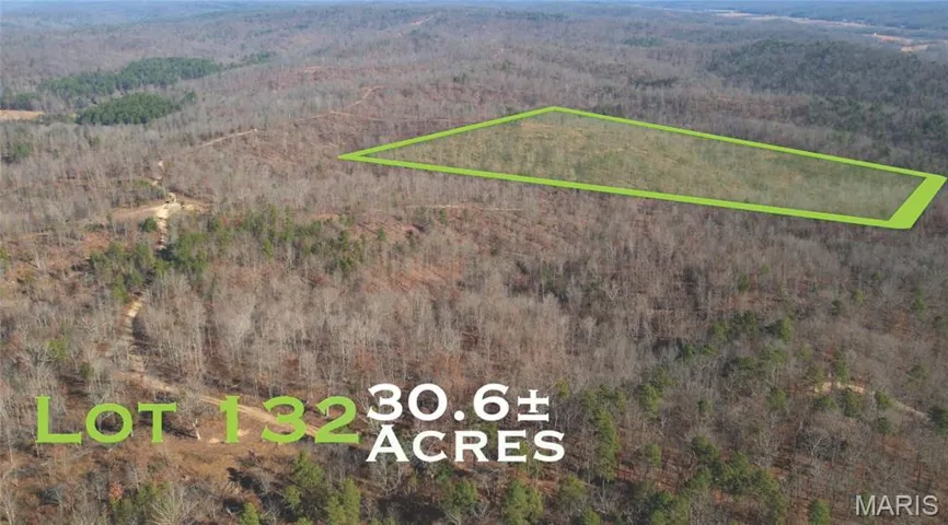 Aerial view of property's location featuring a forest and property boundaries highlighted