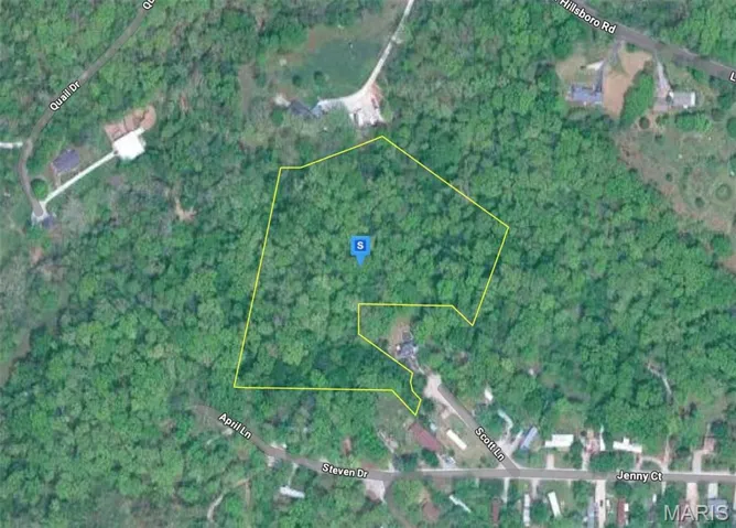 Aerial overview of property's location with property boundaries highlighted