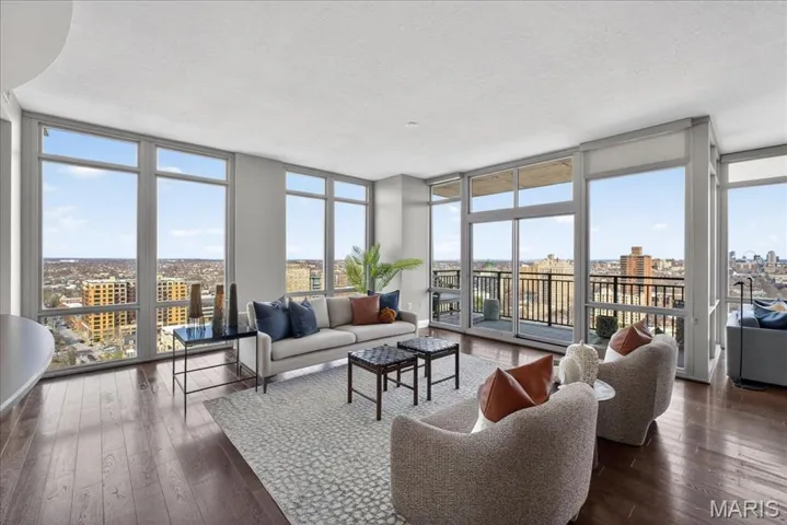 Spacious living room with expansive views to the North and East.