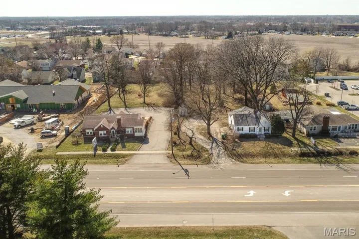 Aerial perspective of suburban area