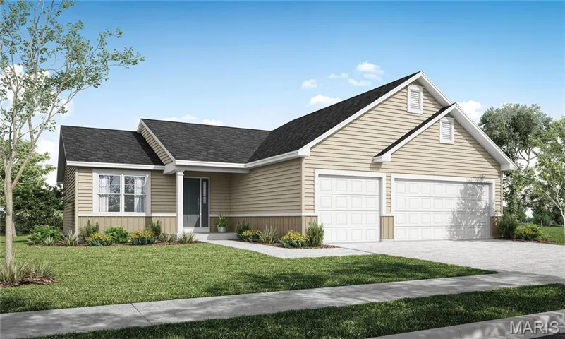 Single story home with a front lawn
