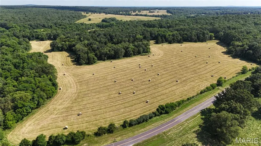 Aerial view of a heavily wooded area