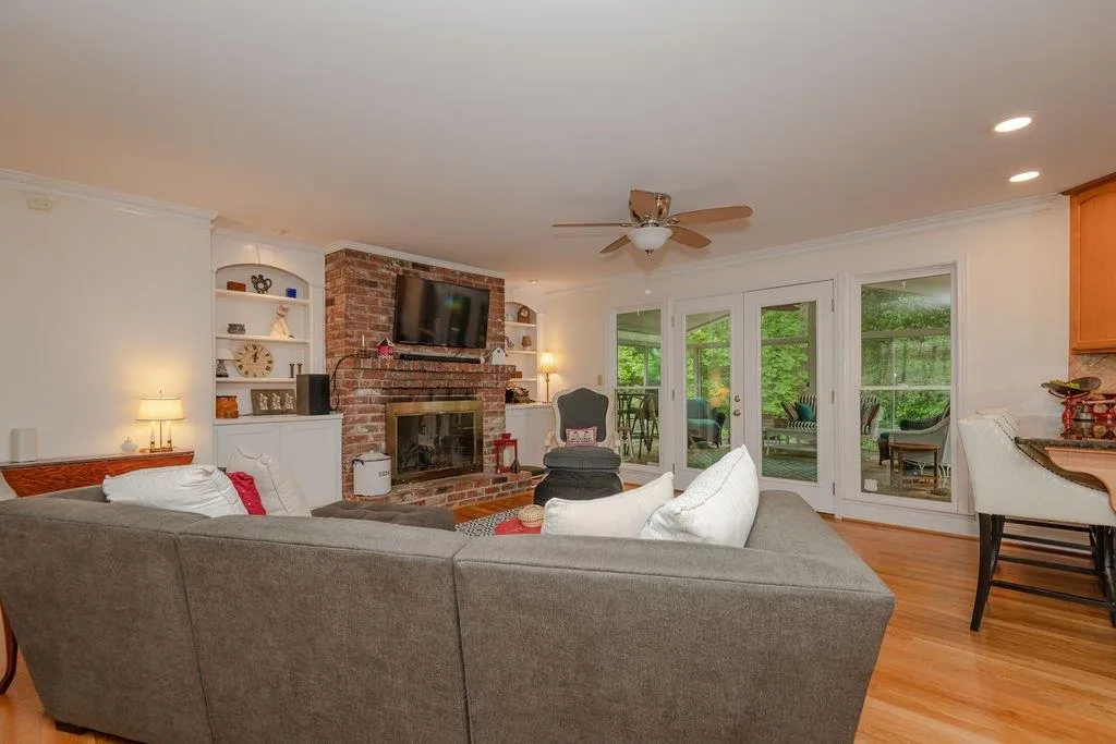 Fireside family room open to kitchen Fireside family room open to kitchen