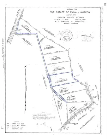 Survey Map. Depicting the legal boundaries and lot divisions of the estate property in Barrow County, Georgia