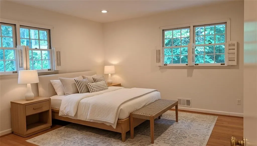 Bedroom #2 with windows on two walls (rear corner of house)