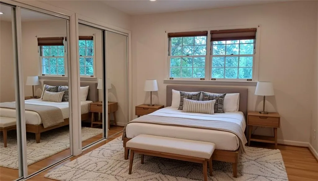 Bedroom #3 with mirrored doors (at front of house)