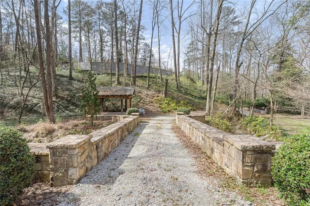 Rebuilt stone bridge at the main entrance.
