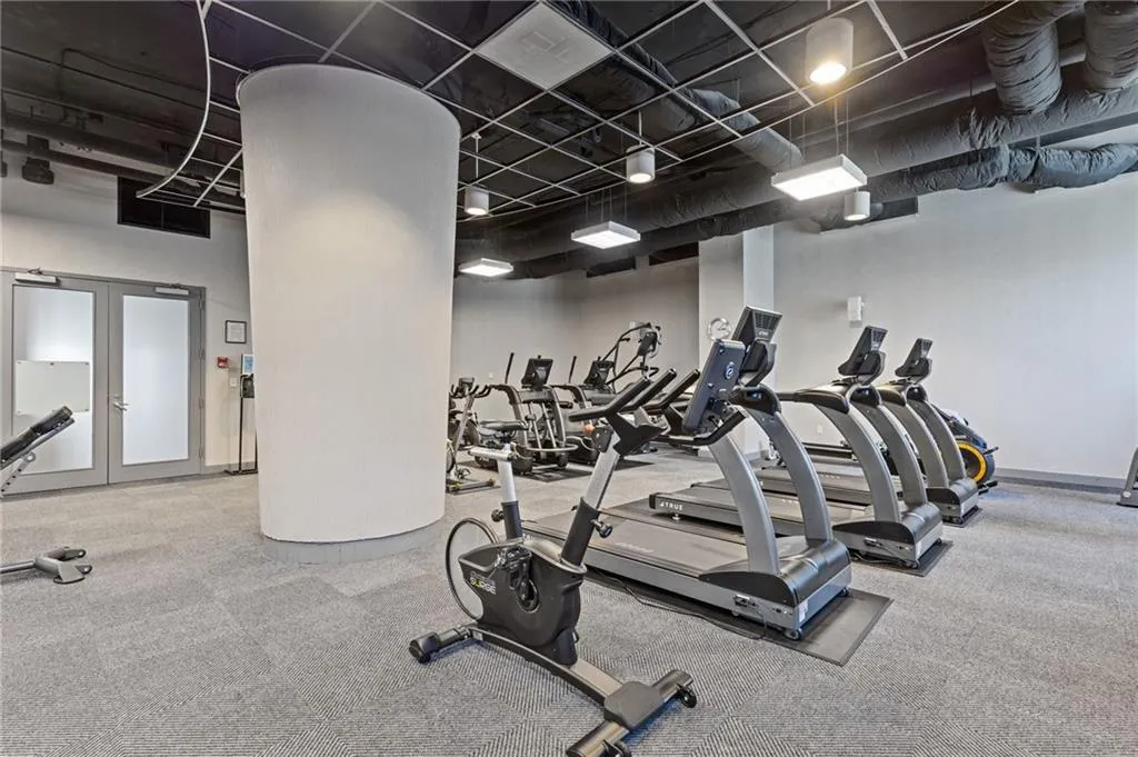 Workout area with french doors