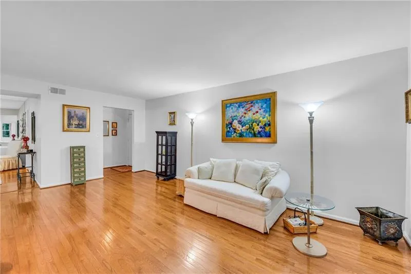 Living room; view from balcony door.