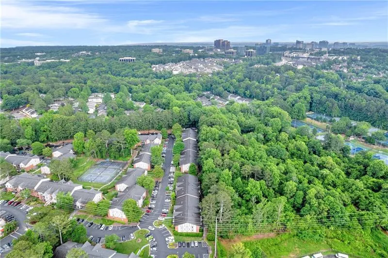 Aerial view of property east to Perimeter Mall, GA400, Food Terminal-Sandy Springs, Mercedes Benz USA Headquarters