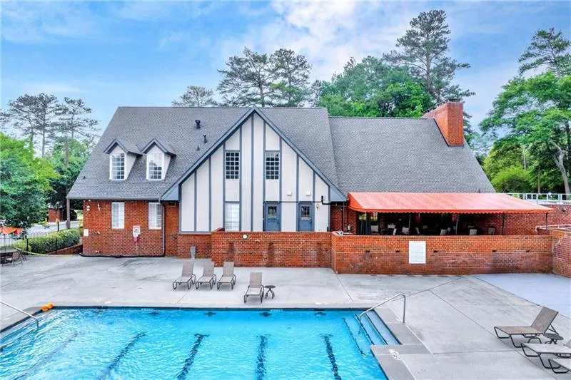 Back of clubhouse, pool area